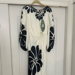 FARM Rio Monochrome Floral Midi Dress